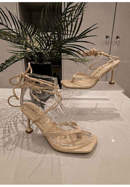 SWEET STEPS TIE UP HEELS - BEIGE